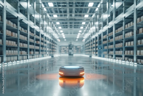 modern high tech innovative warehouse logistics with automation robotics photo