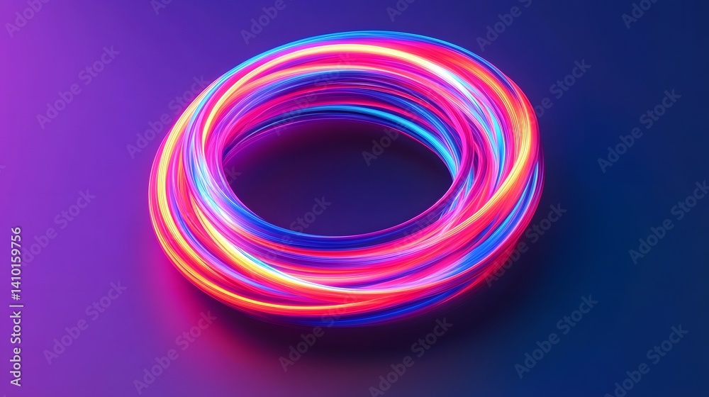 Swirling Neon Data Transmission Visualization with Glowing Pulses Swirling Neon Data Transmission Visualization with Glowing Pulses