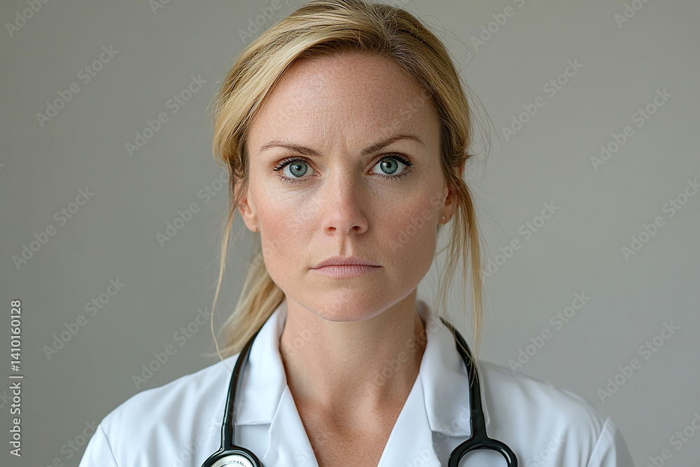Beautiful woman close-up, doctor nurse care portrait close-up