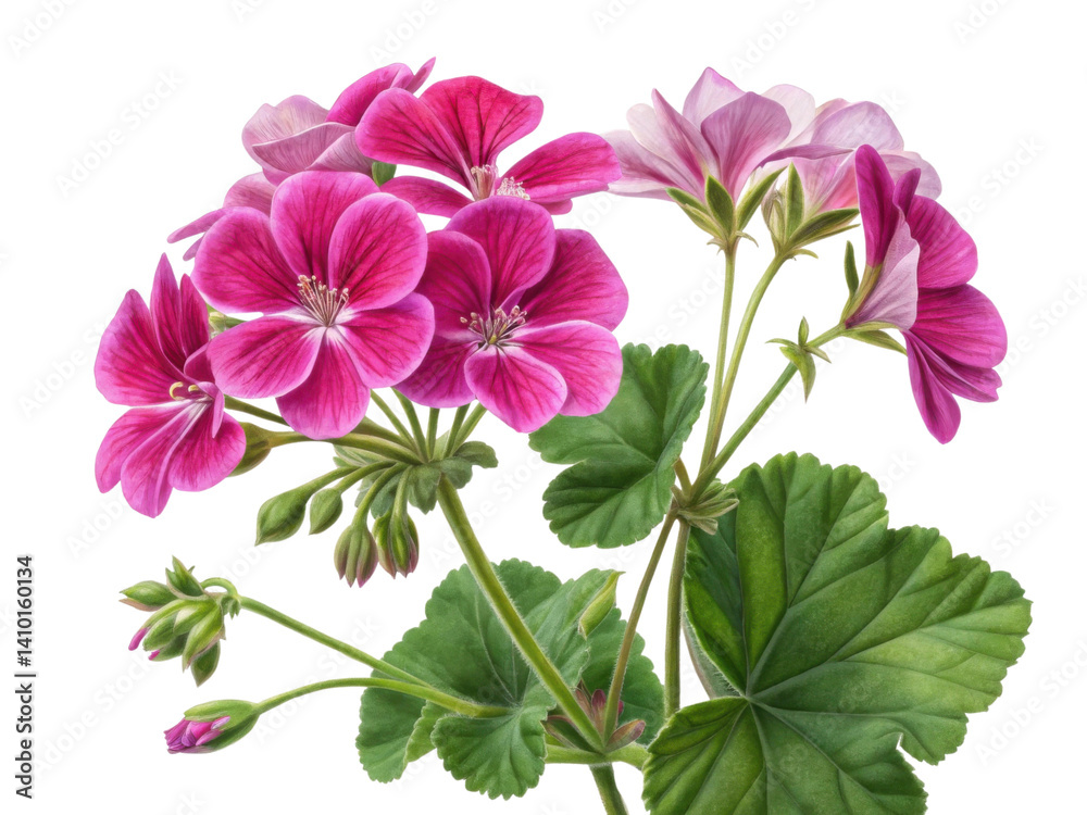 Obraz premium Beautiful geranium flowers bloom vibrantly showcasing their delicate petals and lush green leaves creating stunning natural display