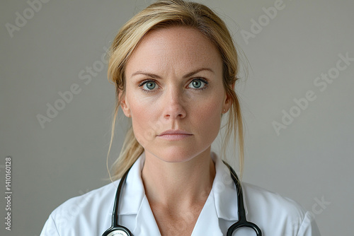Obraz na płótnie Beautiful woman close-up, doctor nurse care portrait close-up w salonie