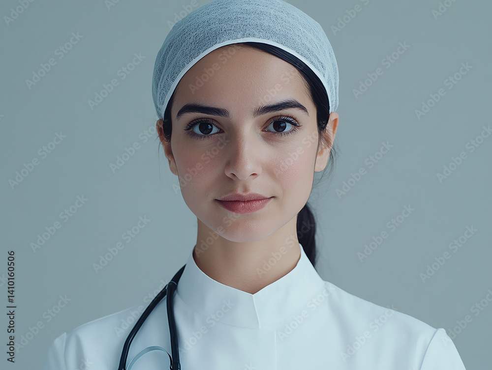 Beautiful woman close-up, doctor nurse care portrait close-up