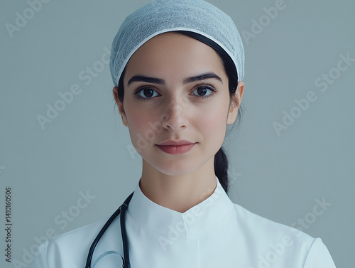 Obraz na płótnie Beautiful woman close-up, doctor nurse care portrait close-up w salonie
