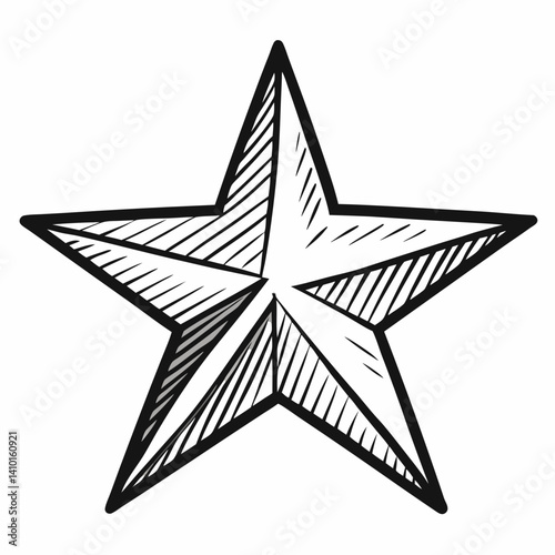 Starfish illustration on a white background, showcasing its unique shape and texture in a simple, artistic style.