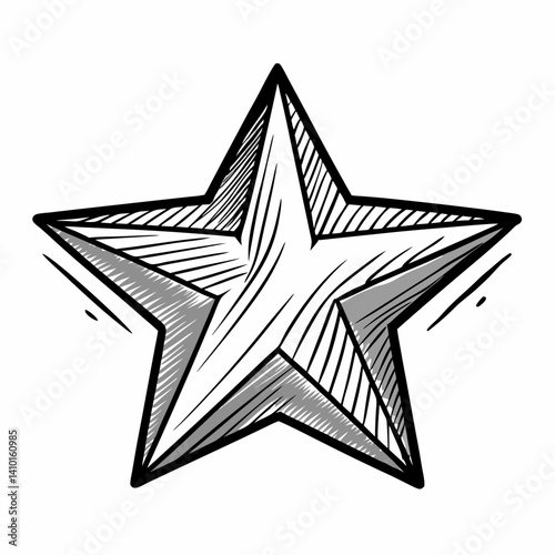 Starfish illustration on a white background, showcasing its unique shape and texture in a simple, artistic style.