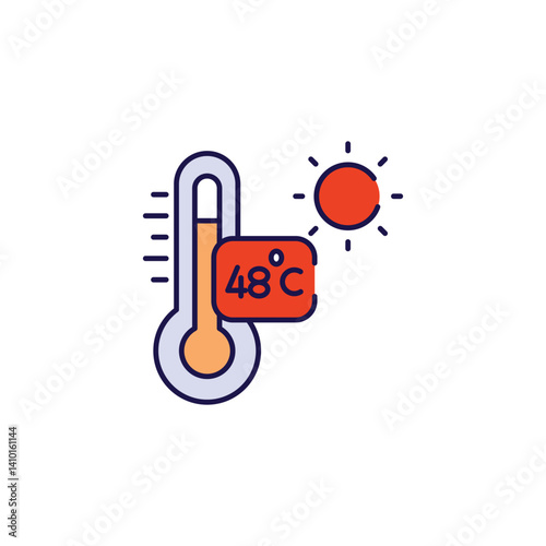 48 Degree Celsius icon design with white background stock illustration
