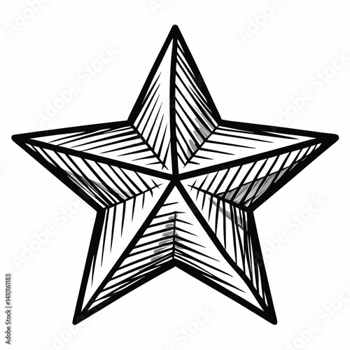 Starfish illustration on a white background, showcasing its unique shape and texture in a simple, artistic style.