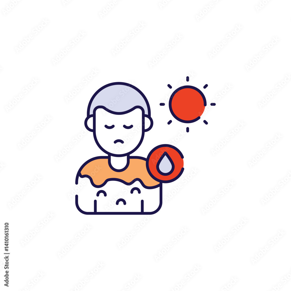 Sunburn icon design with white background stock illustration Sunburn icon design with white background stock illustration