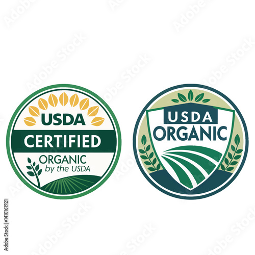 USDA Organic Certified stamp symbol Badges label no gmo vector icon