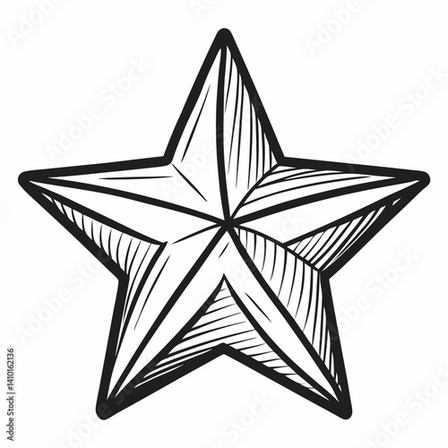 Starfish illustration on a white background, showcasing its unique shape and texture in a simple, artistic style.