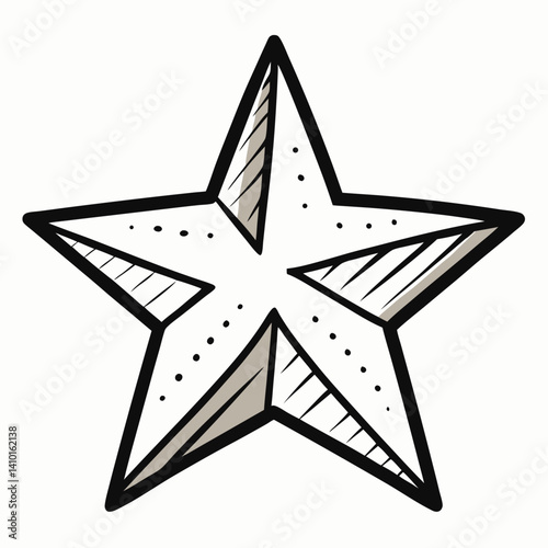 Starfish illustration on a white background, showcasing its unique shape and texture in a simple, artistic style.