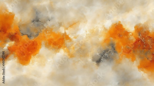 Abstract Orange and Gray Cloud Formation Art