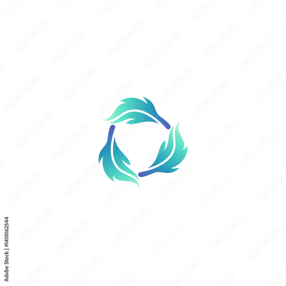 Obraz premium natural green leaf logo with triangle shape in flat design