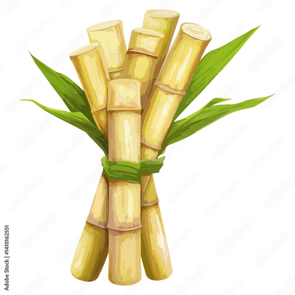 Fototapeta premium Sugar cane, fruit, plant, vector, transparent background