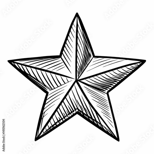 Starfish illustration on a white background, showcasing its unique shape and texture in a simple, artistic style.