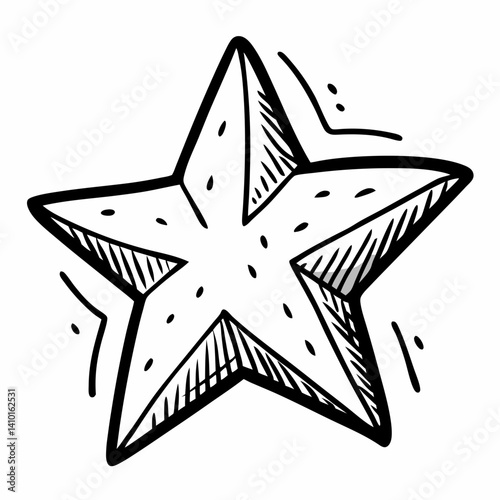 Starfish illustration on a white background, showcasing its unique shape and texture in a simple, artistic style.