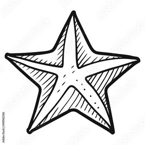Starfish illustration on a white background, showcasing its unique shape and texture in a simple, artistic style.