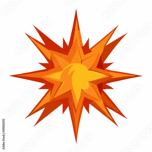 Starburst icon featuring vibrant orange and yellow colors, radiating outward from a central point.