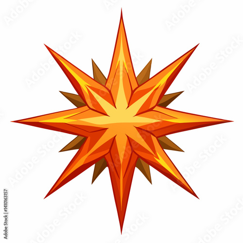 Starburst icon featuring vibrant orange and yellow colors, radiating outward from a central point.