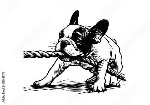 French Bulldog Hand Drawn Illustration Sketch Vector Isolated for Graphic Resource