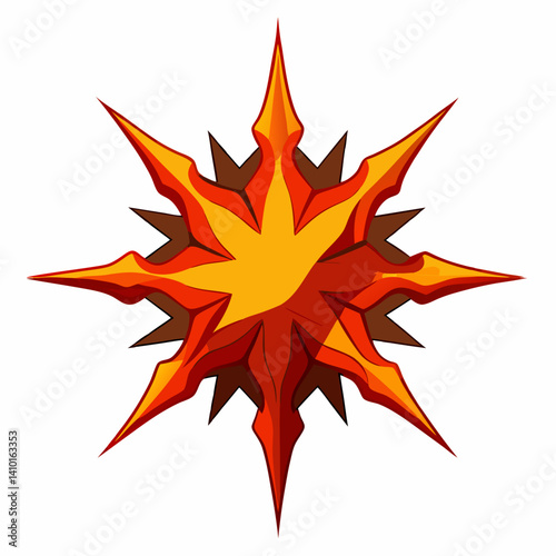 Starburst icon featuring vibrant orange and yellow colors, radiating outward from a central point.