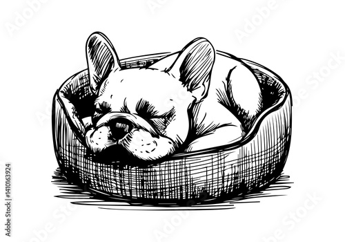French Bulldog Hand Drawn Illustration Sketch Vector Isolated for Graphic Resource