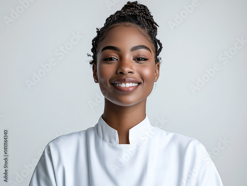 Obraz na płótnie Beautiful woman close-up, doctor nurse care portrait close-up w salonie