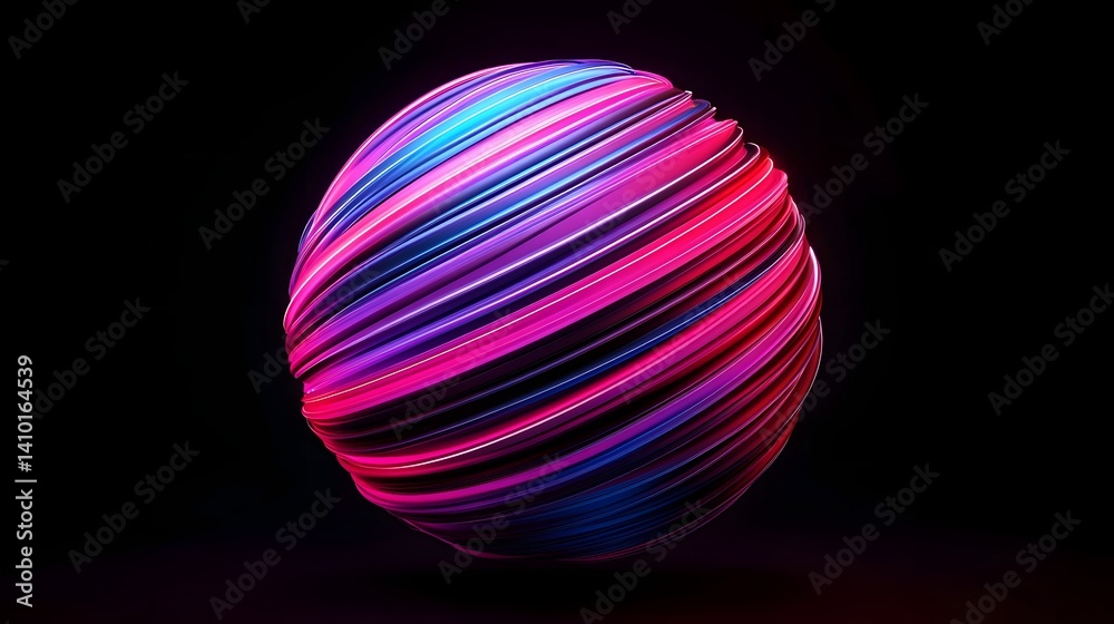 Mesmerizing Neon Sci-Fi Data Sphere with Fluid Motion Graphics Effect