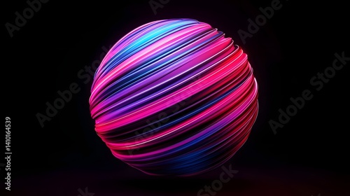 Obraz na płótnie Mesmerizing Neon Sci-Fi Data Sphere with Fluid Motion Graphics Effect w salonie