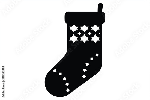 christmas sock silhouette vector, stocking black vector