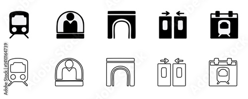 Railway industry pixel perfect linear icons set. Railroad company. Rail transport. Train station. Customizable thin line symbols. Isolated vector outline illustrations