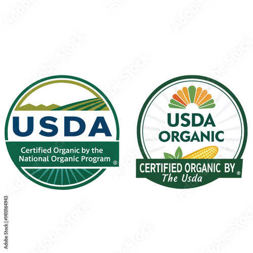 USDA Organic Certified stamp symbol Badges label no gmo vector icon