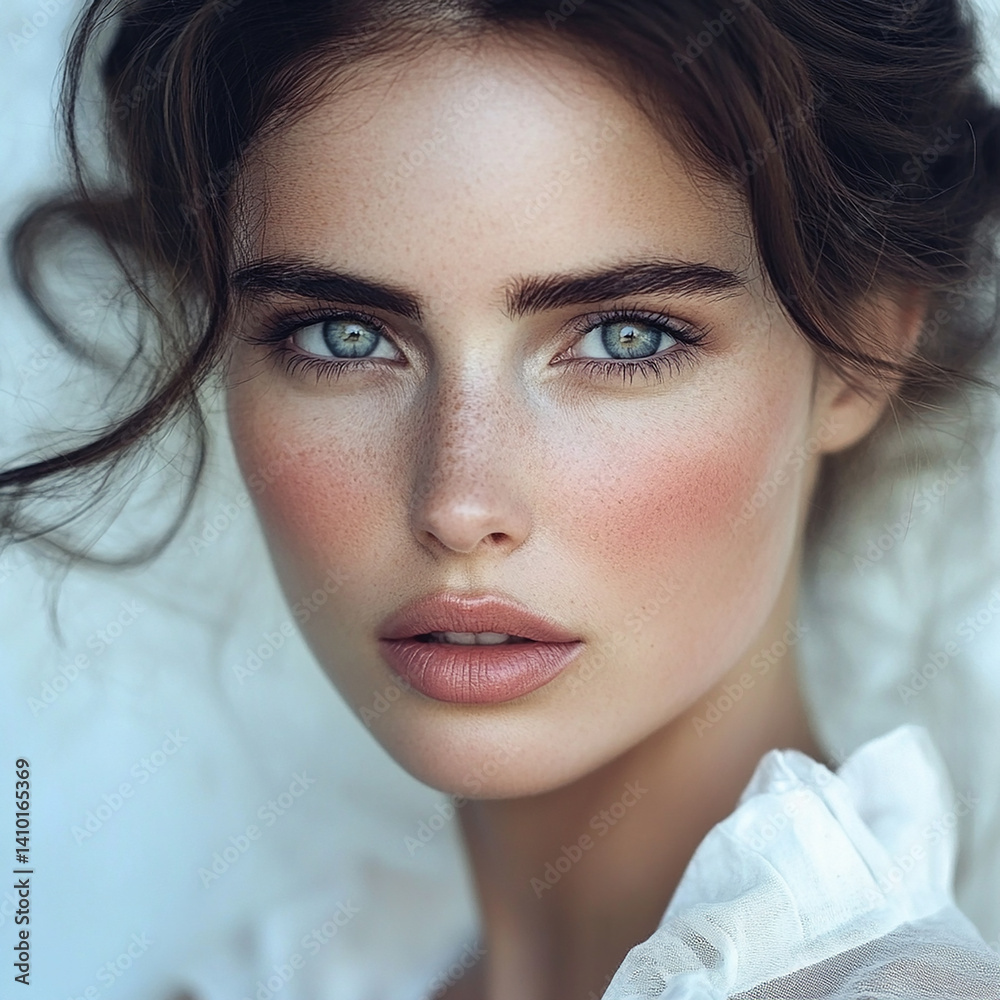Beautiful woman close-up, doctor nurse care portrait close-up