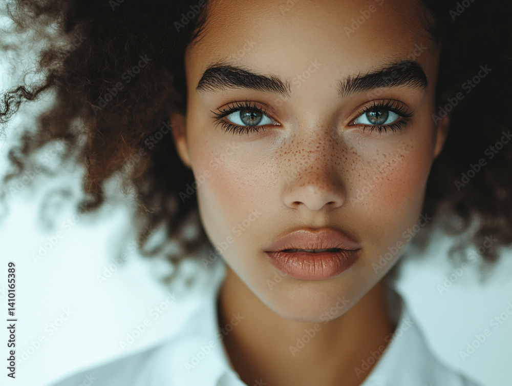 Beautiful woman close-up, doctor nurse care portrait close-up