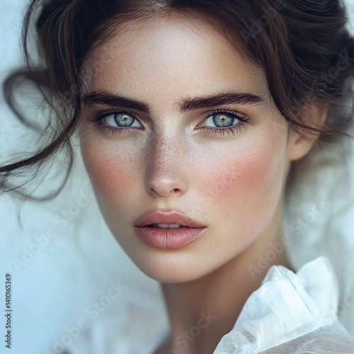 Obraz na płótnie Beautiful woman close-up, doctor nurse care portrait close-up w salonie