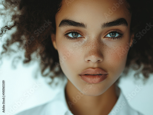 Obraz na płótnie Beautiful woman close-up, doctor nurse care portrait close-up w salonie