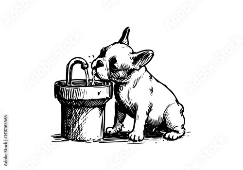 French Bulldog Hand Drawn Illustration Sketch Vector Isolated for Graphic Resource