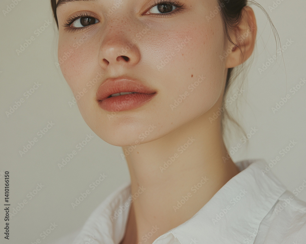 Beautiful woman close-up, doctor nurse care portrait close-up Beautiful woman close-up, doctor nurse care portrait close-up