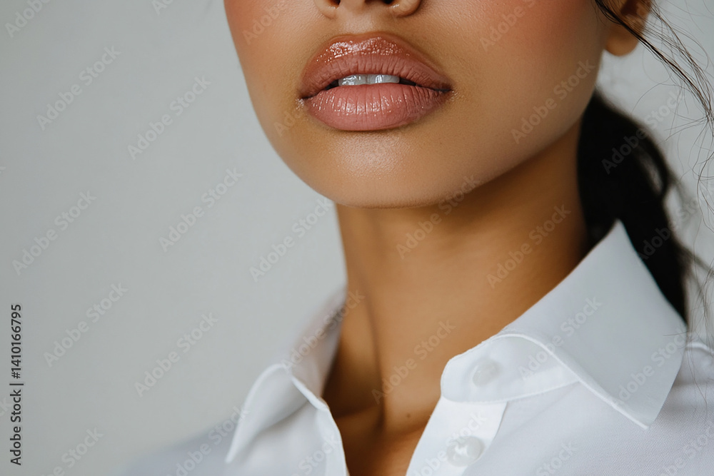 Beautiful woman close-up, doctor nurse care portrait close-up
