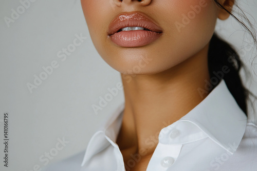 Obraz na płótnie Beautiful woman close-up, doctor nurse care portrait close-up w salonie