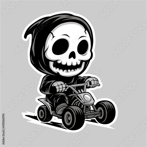 atv rider cartoon character ready for t shirt, sticker, mascot designs