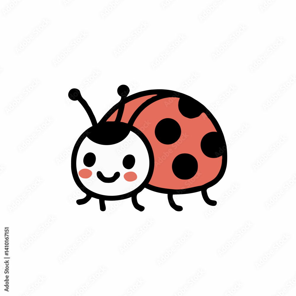 Cute ladybug happy cartoon drawing against white background Cute ladybug happy cartoon drawing against white background