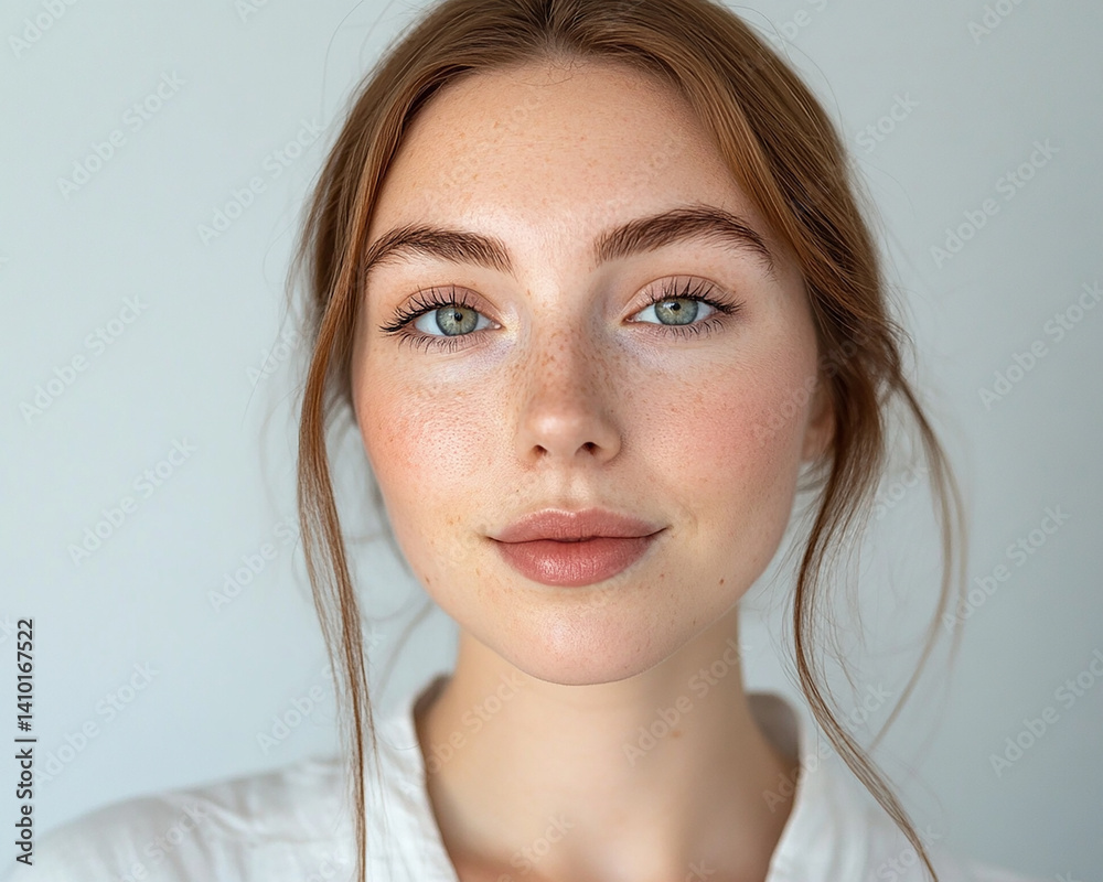 Beautiful woman close-up, doctor nurse care portrait close-up