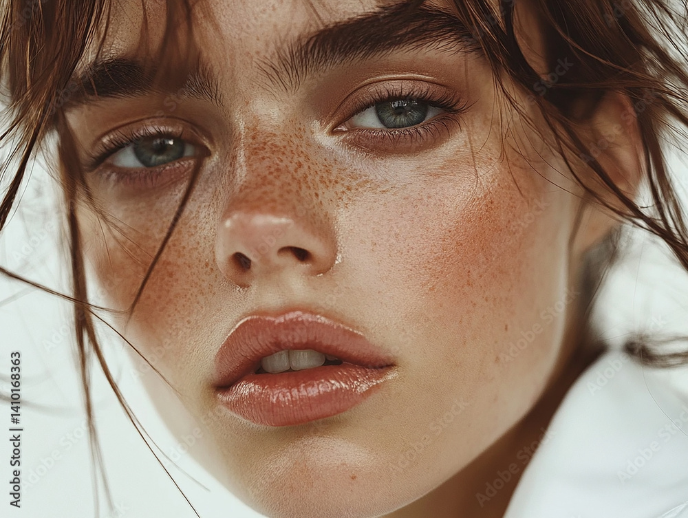 Beautiful woman close-up, doctor nurse care portrait close-up