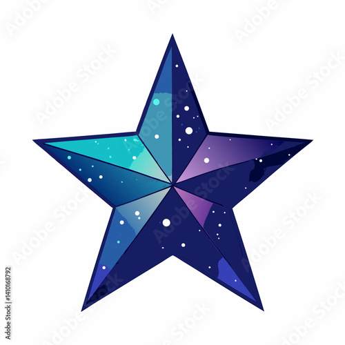 A purple star surrounded by smaller stars and planets, creating a cosmic and whimsical celestial scene.