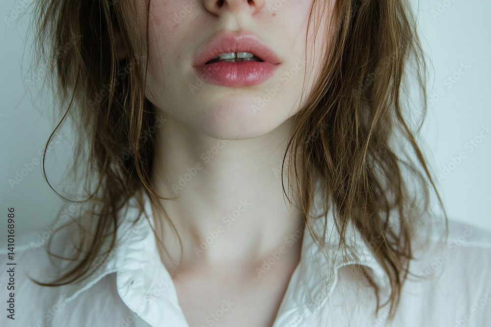 Beautiful woman close-up, doctor nurse care portrait close-up
