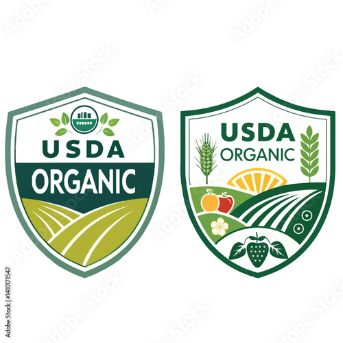 USDA Organic Certified stamp symbol Badges label no gmo vector icon