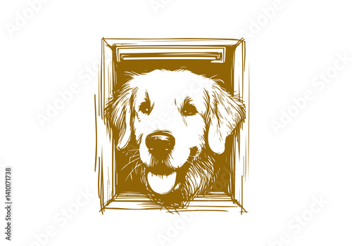 Golden Retriever Dog Hand Drawn Illustration Sketch Vector Isolated for Graphic Resource