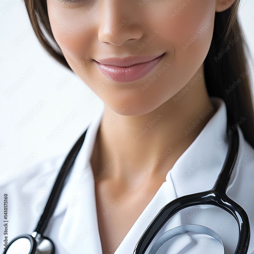 Beautiful woman close-up, doctor nurse care portrait close-up
