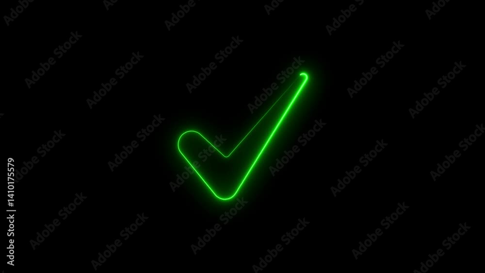Neon Check-Mark Icon – Glowing Tick Symbol for Success and Verification Neon Check-Mark Icon – Glowing Tick Symbol for Success and Verification